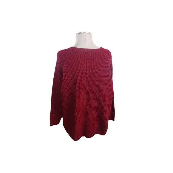 Deep cranberry red chunky knit sweater - Picture 2 of 3